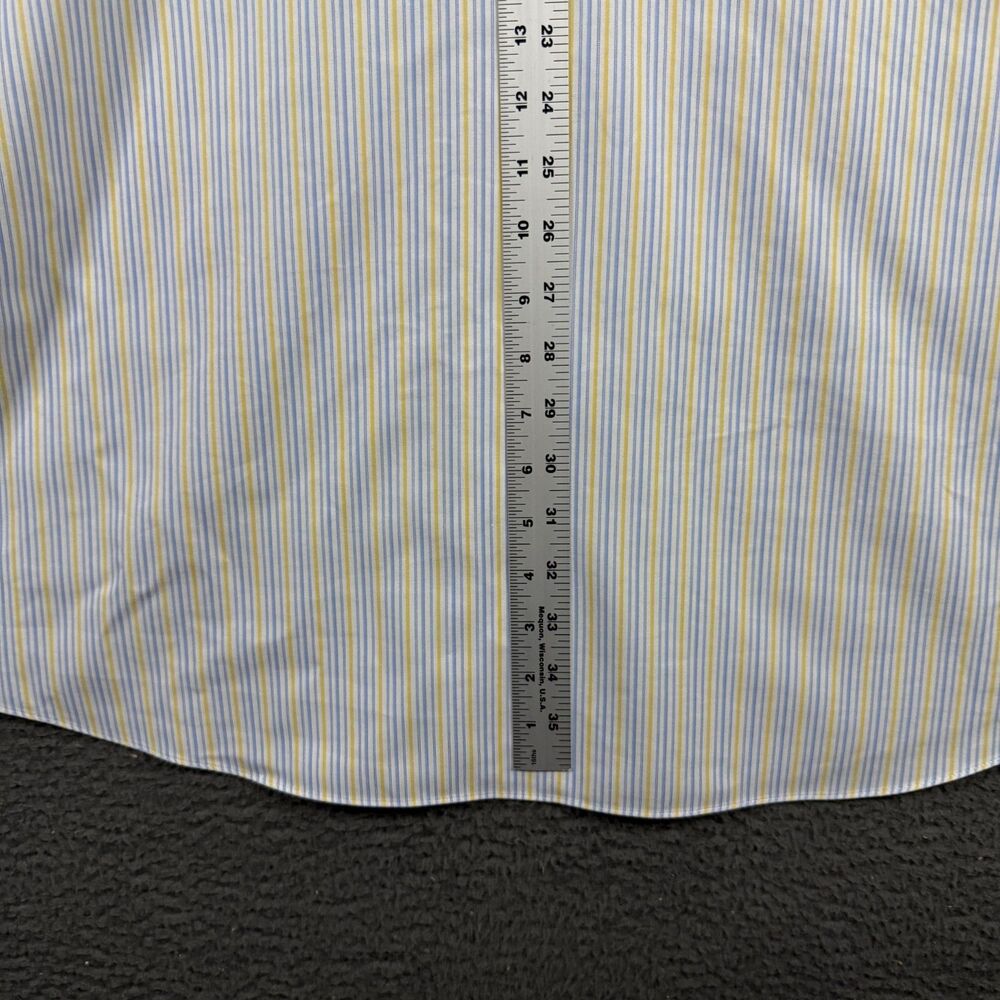 Brooks Brothers Shirt Mens 20 36 Blue Yellow Stripe Button Up Long Sleeve Preppy - Picture 9 of 10